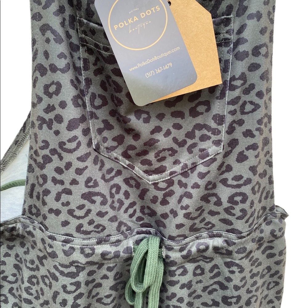 Kori Army Green Leopard Overalls/Romper sz. M - Picture 2 of 9